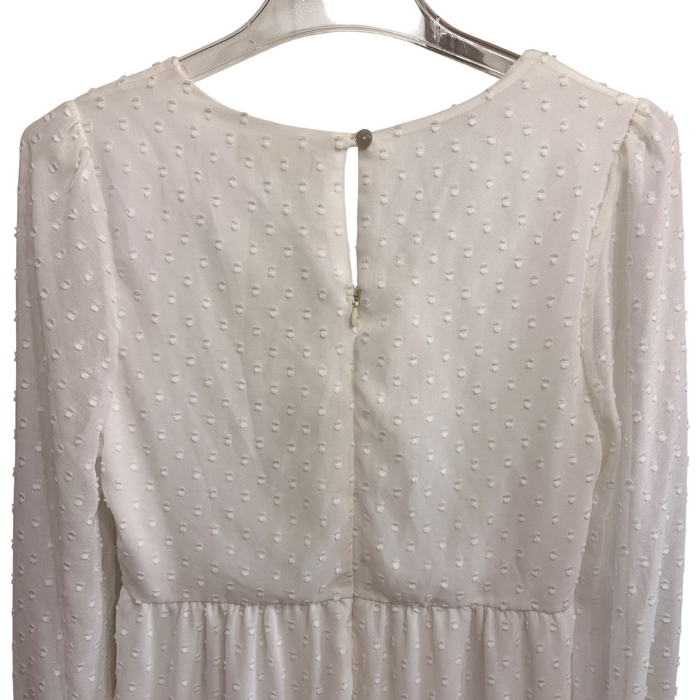 Altar'd State White Swiss Dot Size L  Dress Ruffled Tiered Mini V-Neck Fairycore - Picture 5 of 16